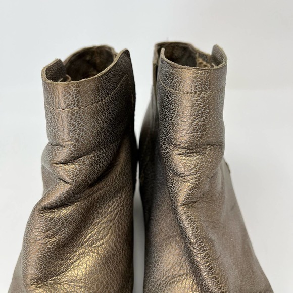 Joie Jodi Gold Metallic Leather Boots Booties Flaw Size Euro 40 - US 10 - Picture 5 of 8